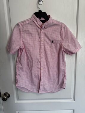 Ralph Lauren Pink Gingham Short Sleeve Button-Down Shirt